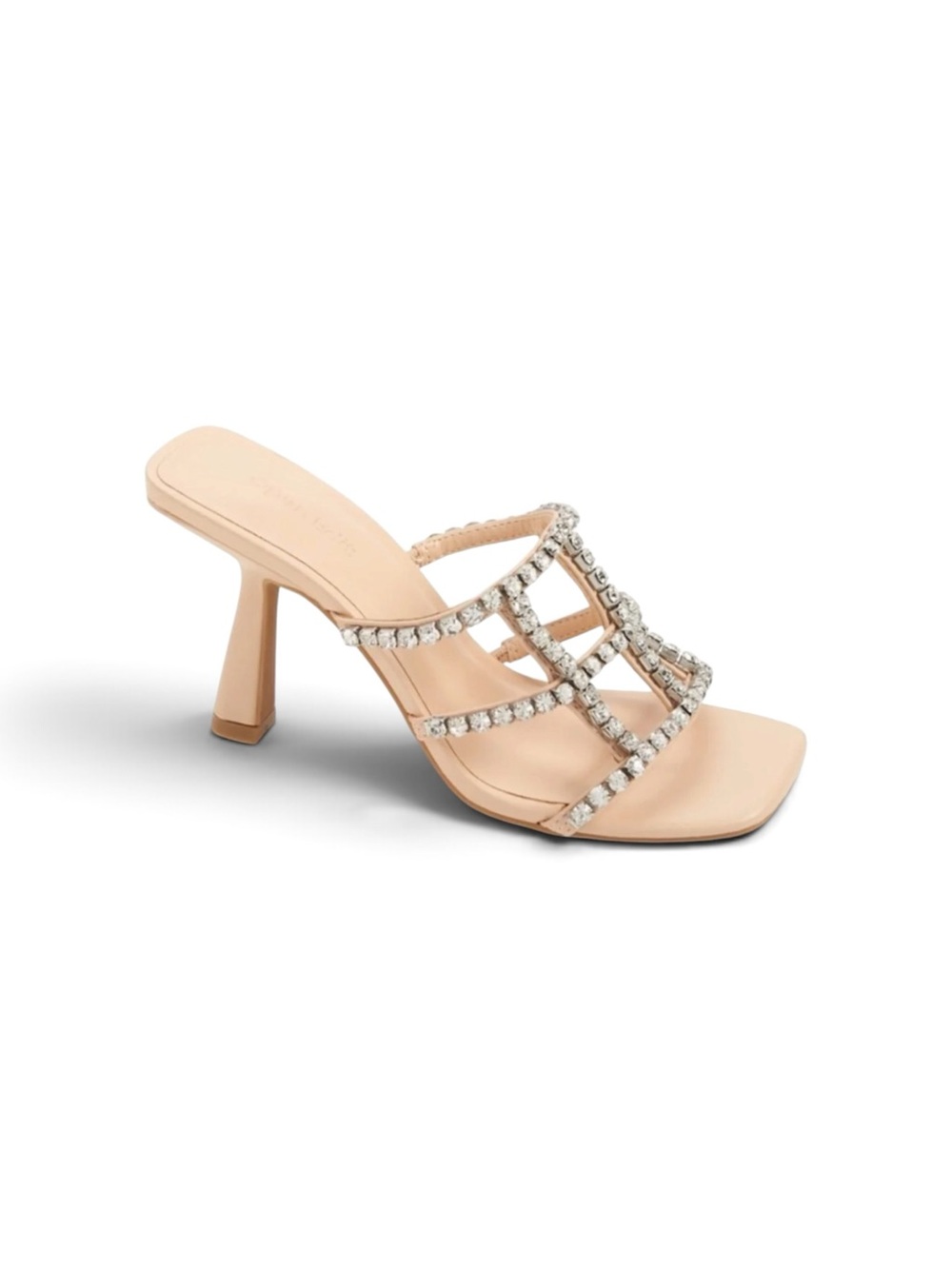 NWT Open Edit Daphne Sandal crystal diamond kitten high heel tan cream nude SZ 6